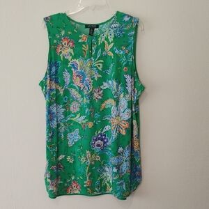 Lauren Ralph Lauren Sleeveless Top Green Floral Plus Size 2X